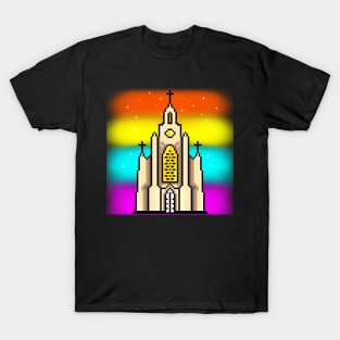 Rainbow church pixel art style T-Shirt